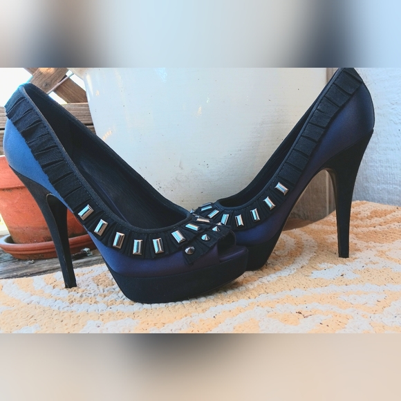 TORY BURCH Blue Satin  Platform Heel shoes - Picture 13 of 13